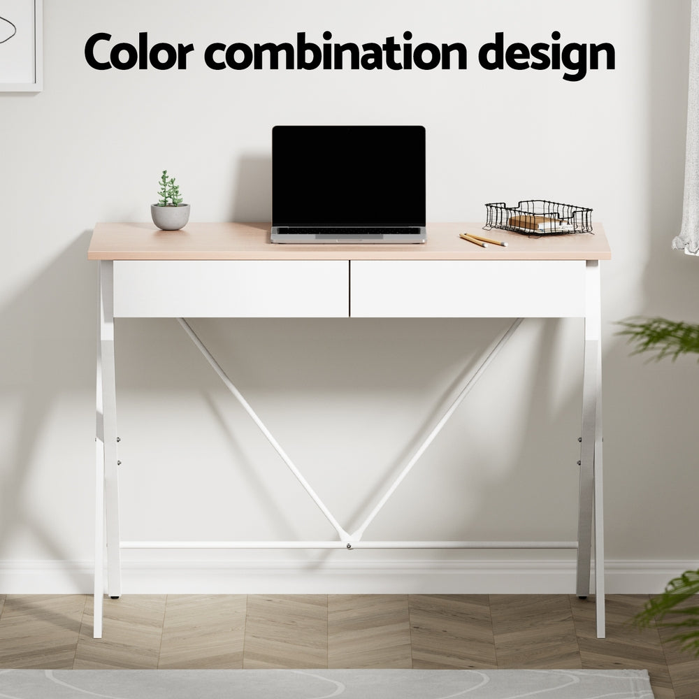 Artiss Computer Desk Drawer Oak 100CM - TRENDZ