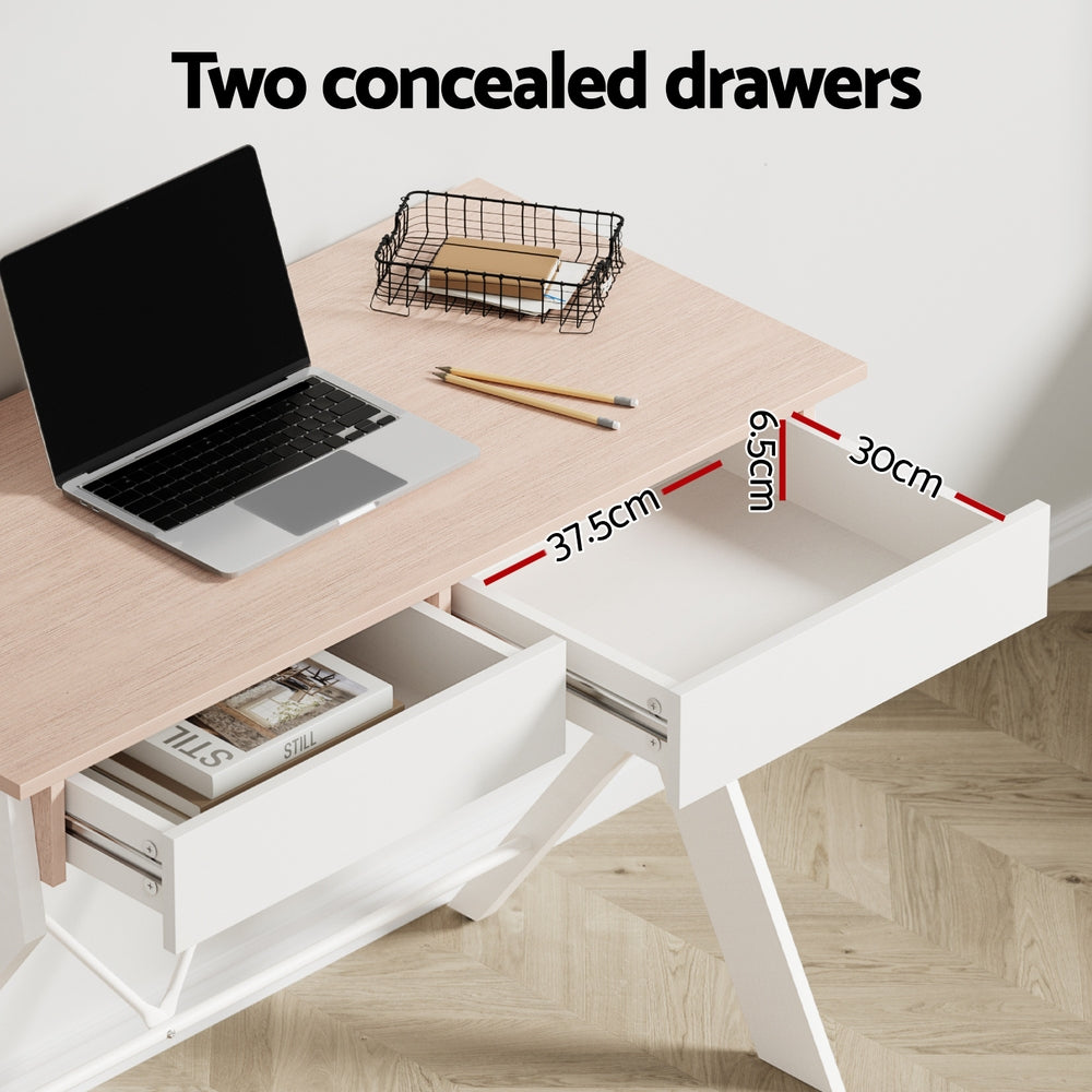 Artiss Computer Desk Drawer Oak 100CM - TRENDZ