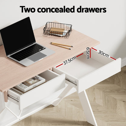 Artiss Computer Desk Drawer Oak 100CM - TRENDZ