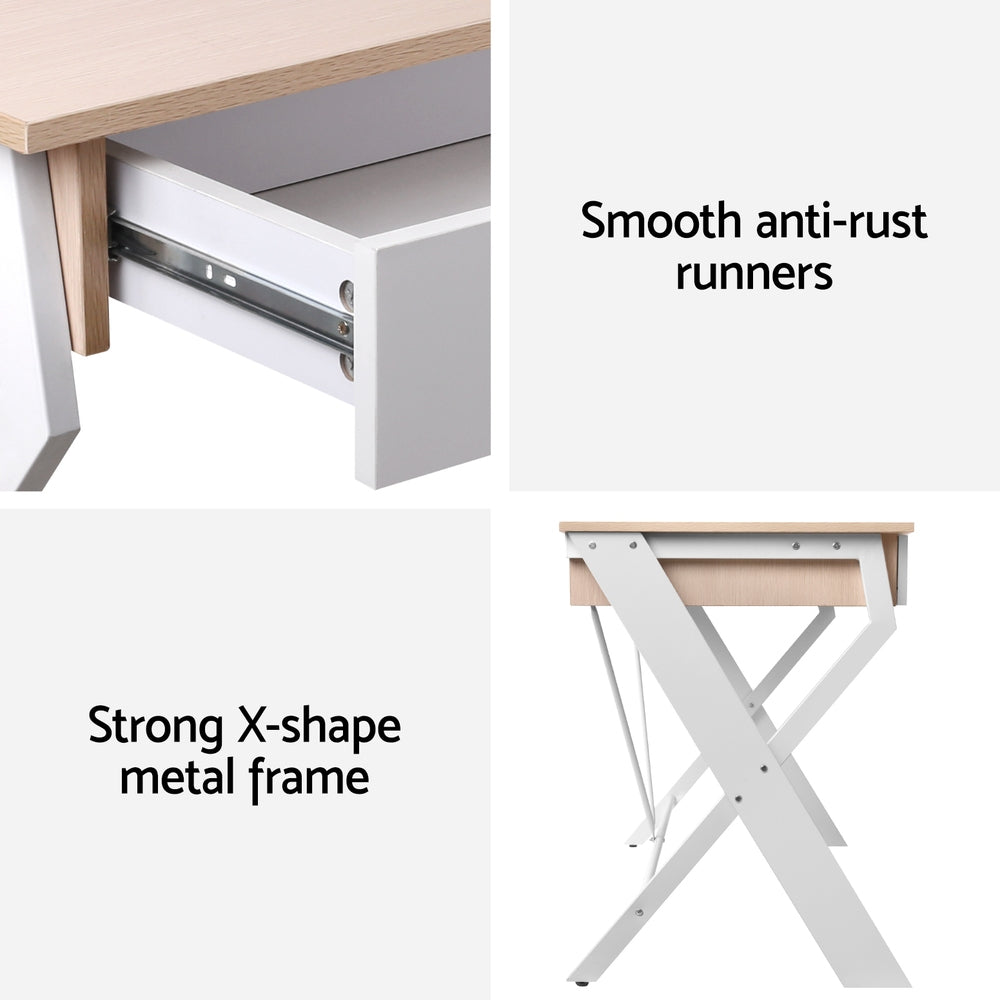 Artiss Computer Desk Drawer Oak 100CM - TRENDZ