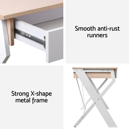 Artiss Computer Desk Drawer Oak 100CM - TRENDZ