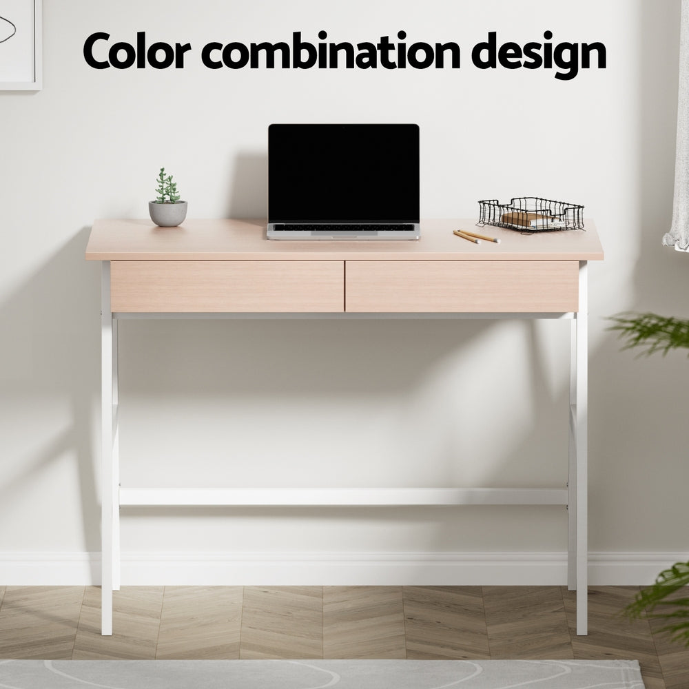 Artiss Computer Desk Drawer Cabinet Oak 100CM - TRENDZ