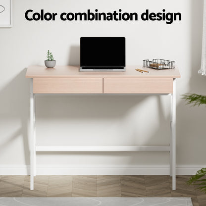 Artiss Computer Desk Drawer Cabinet Oak 100CM - TRENDZ