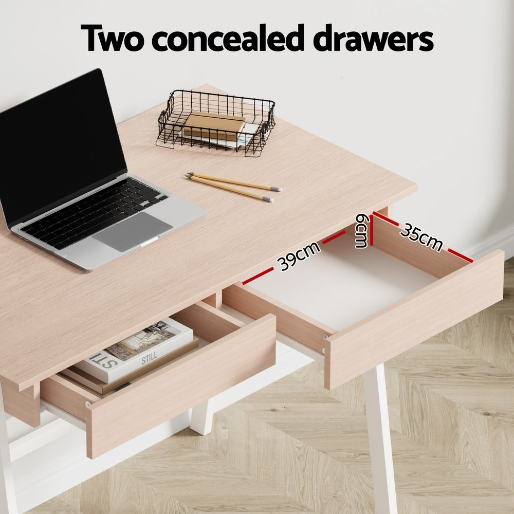 Artiss Computer Desk Drawer Cabinet Oak 100CM - TRENDZ