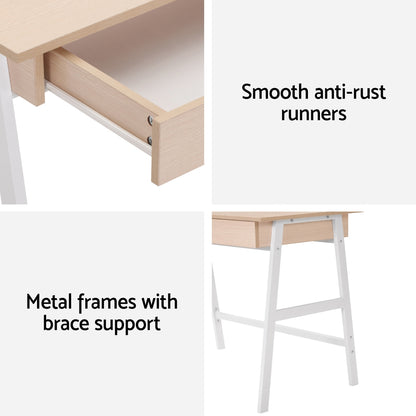 Artiss Computer Desk Drawer Cabinet Oak 100CM - TRENDZ