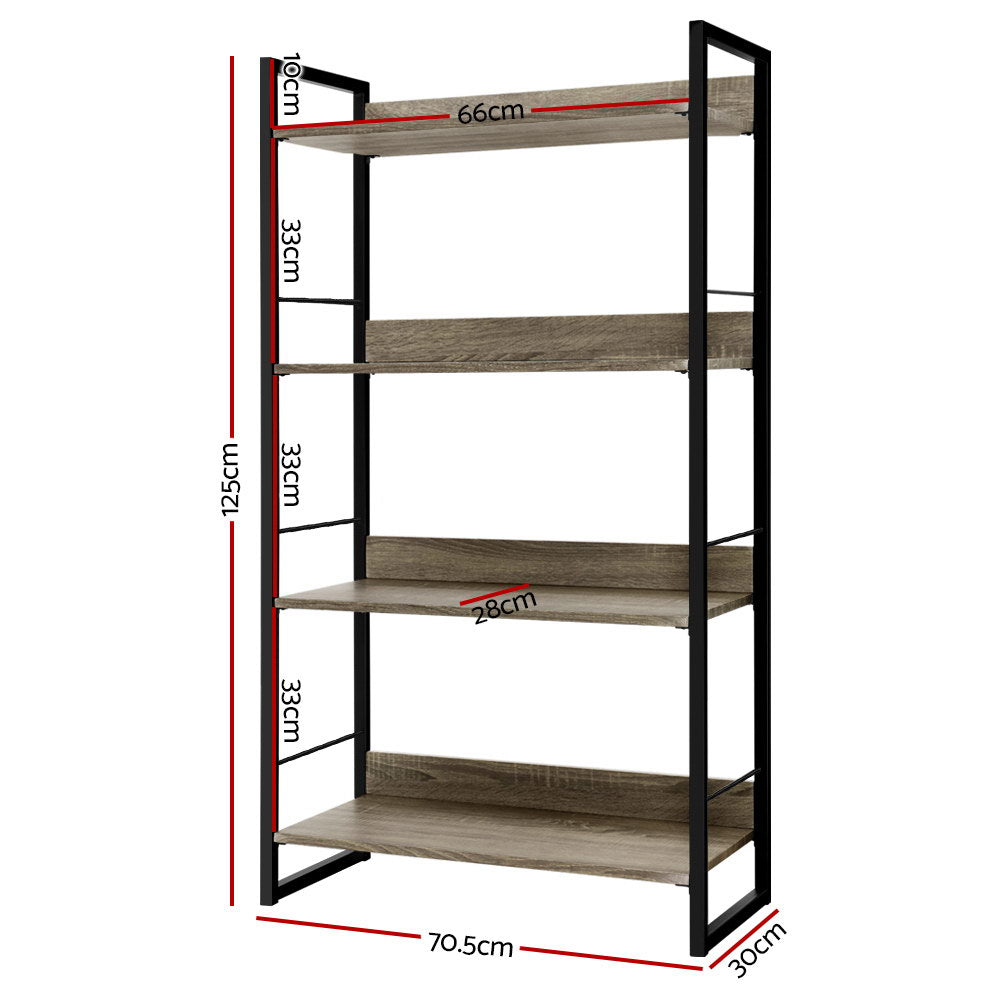 Artiss Bookshelf 4 Tiers - NOE Black and Oak - TRENDZ