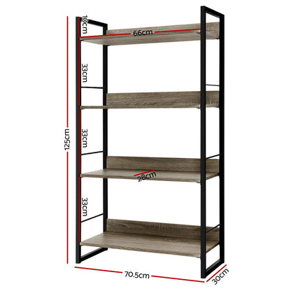 Artiss Bookshelf 4 Tiers - NOE Black and Oak - TRENDZ
