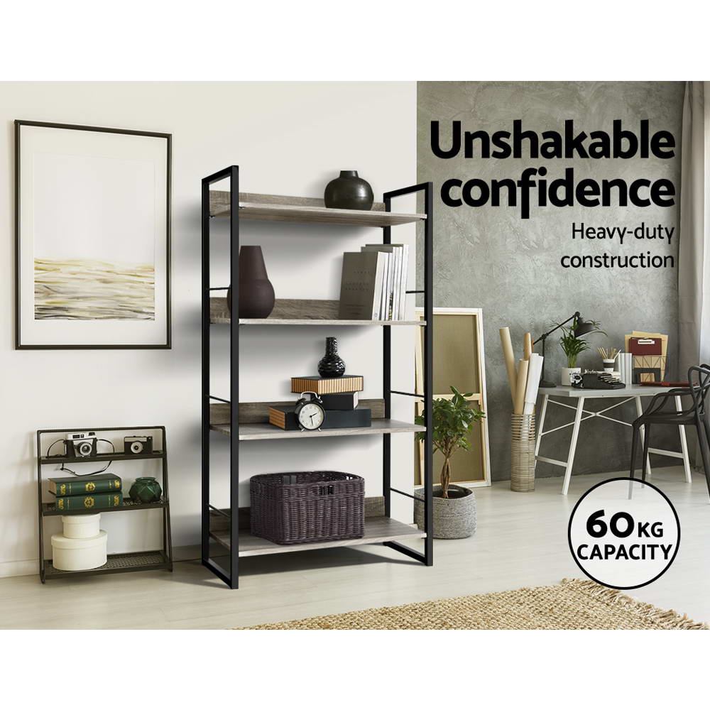 Artiss Bookshelf 4 Tiers - NOE Black and Oak - TRENDZ