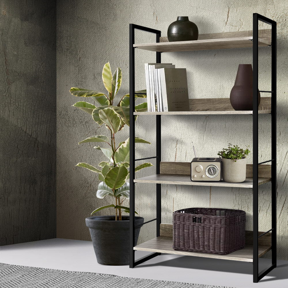 Artiss Bookshelf 4 Tiers - NOE Black and Oak - TRENDZ