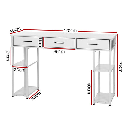 Artiss Computer Desk Drawer Shelves Study Table 120CM White - TRENDZ
