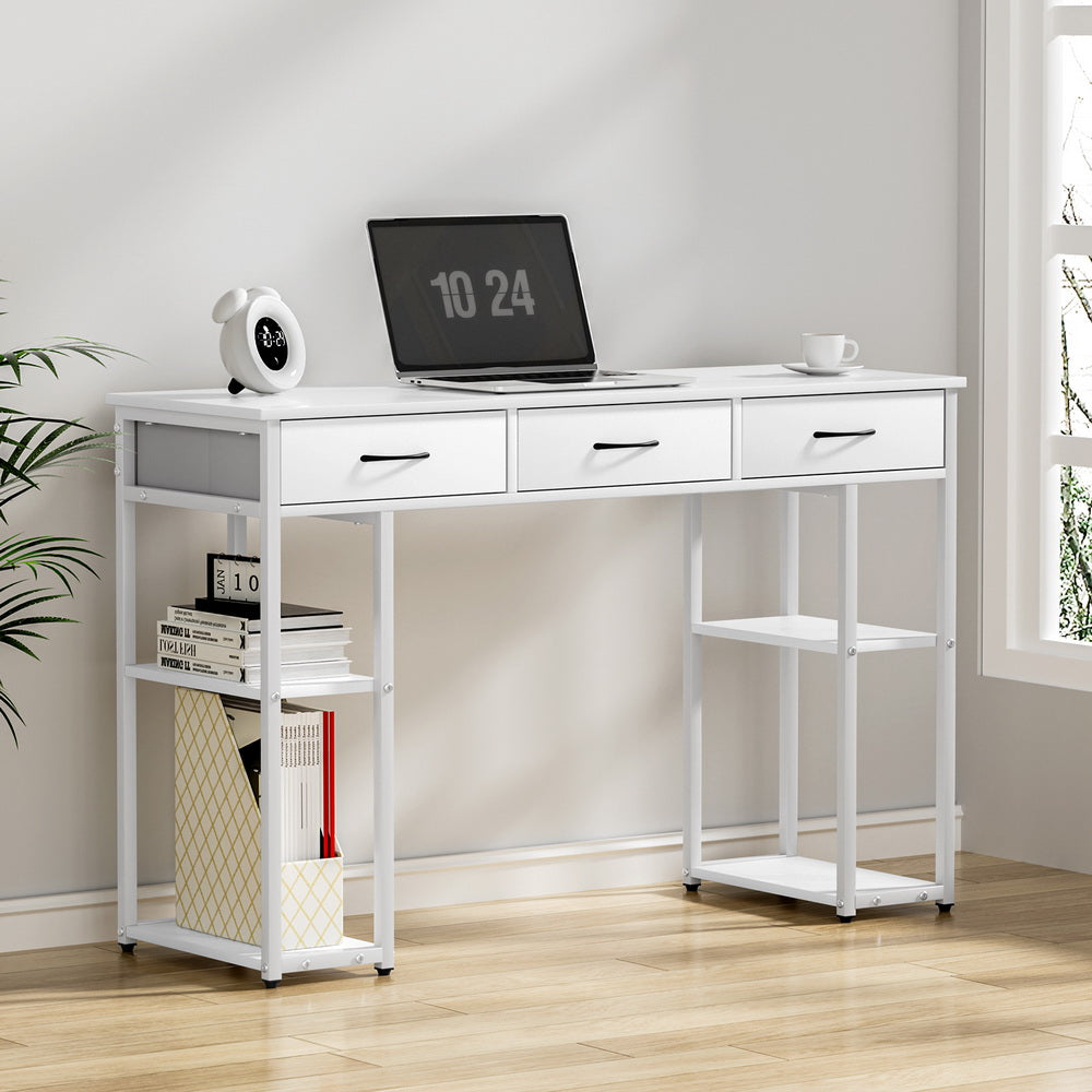 Artiss Computer Desk Drawer Shelves Study Table 120CM White - TRENDZ