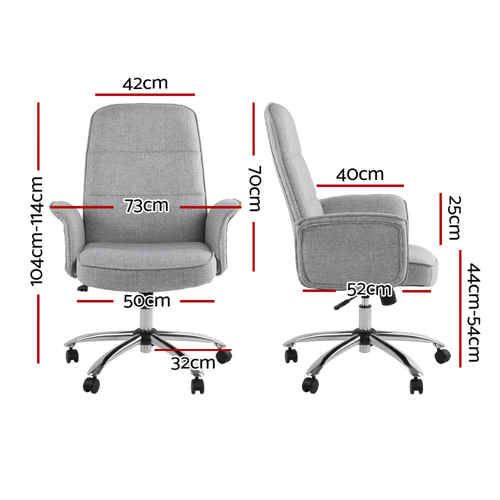 Artiss Fabric Office Chair Computer Chairs Grey - TRENDZ