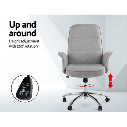 Artiss Fabric Office Chair Computer Chairs Grey - TRENDZ