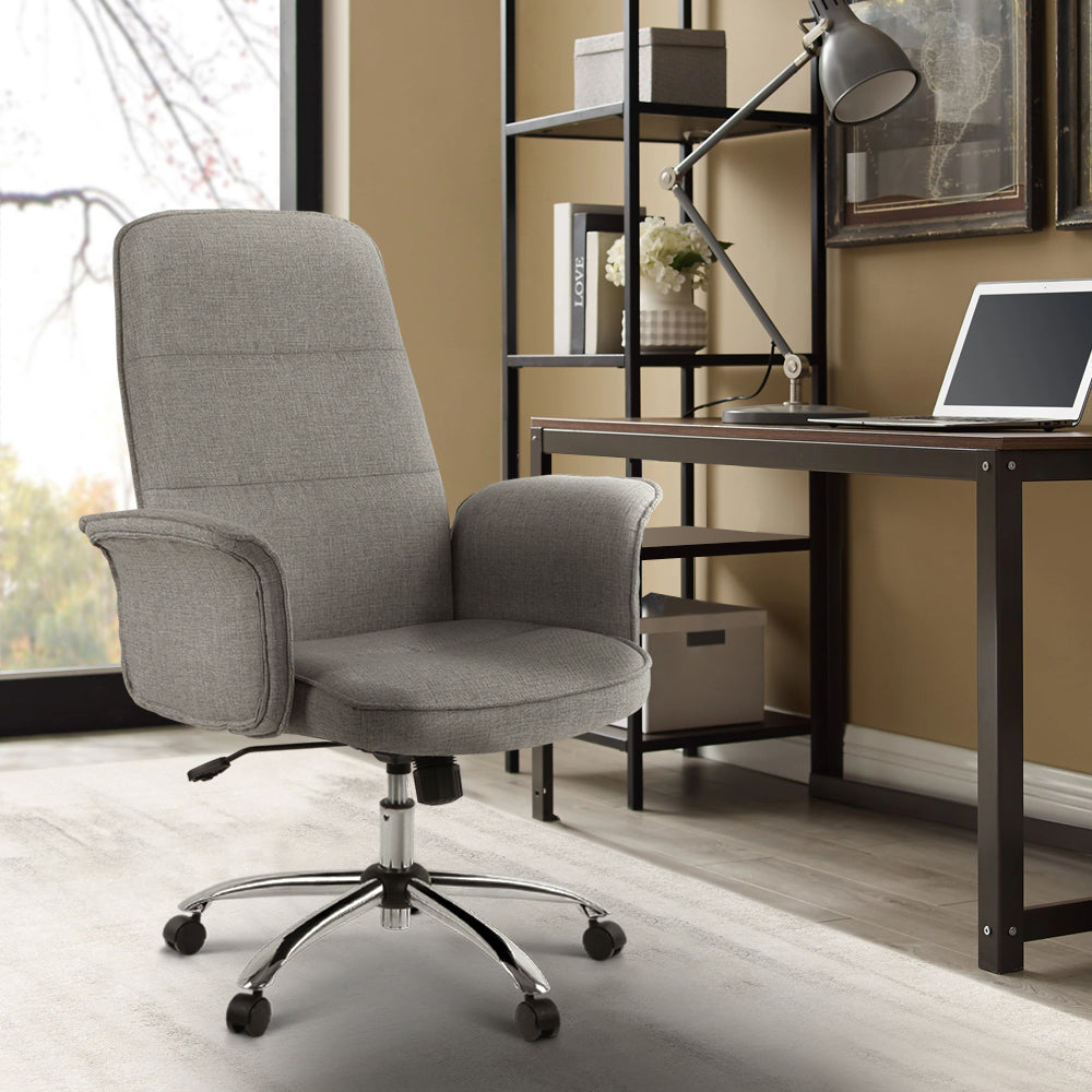 Artiss Fabric Office Chair Computer Chairs Grey - TRENDZ