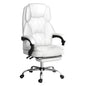 Artiss Executive Office Chair Leather Footrest White - TRENDZ