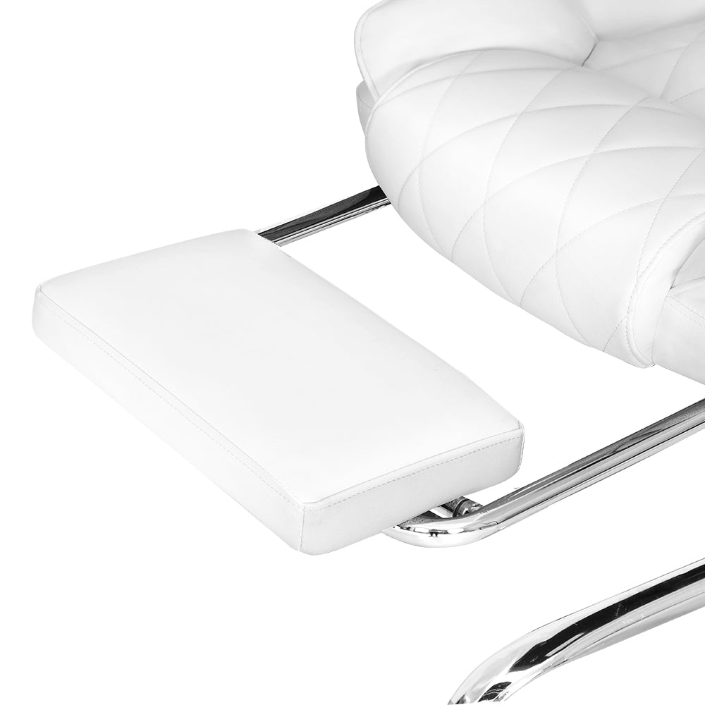 Artiss Executive Office Chair Leather Footrest White - TRENDZ