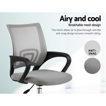 Artiss Mesh Office Chair Mid Back Grey - TRENDZ