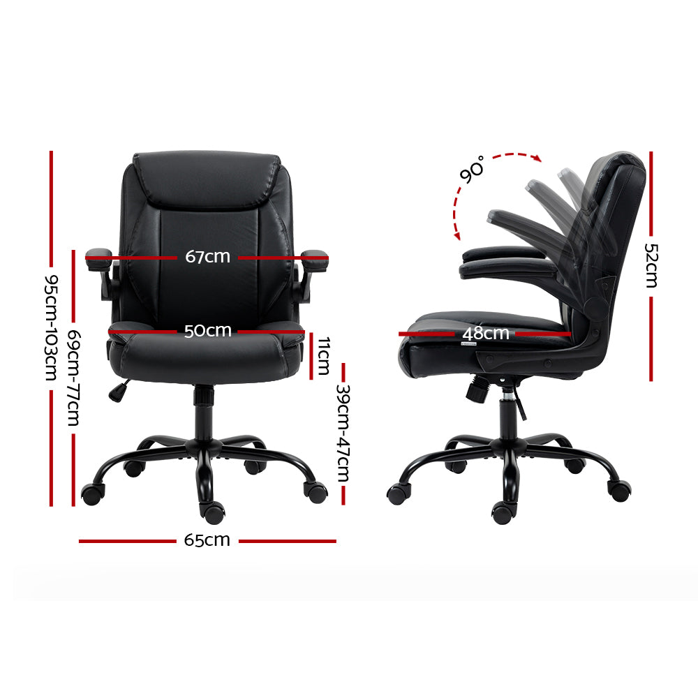 Artiss Executive Office Chair Mid Back Black - TRENDZ