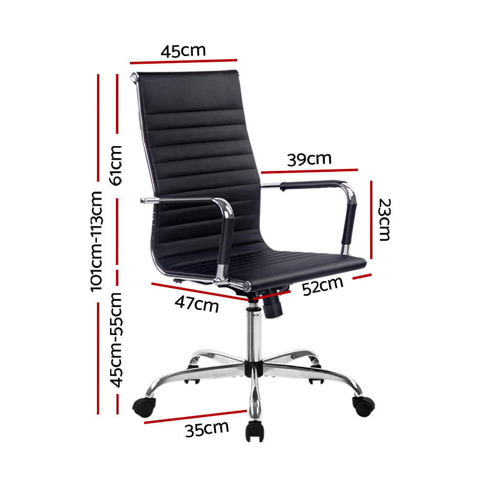 Artiss Office Chair Conference Chairs PU Leather High Back Black - TRENDZ