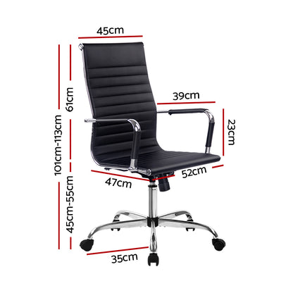 Artiss Office Chair Conference Chairs PU Leather High Back Black - TRENDZ