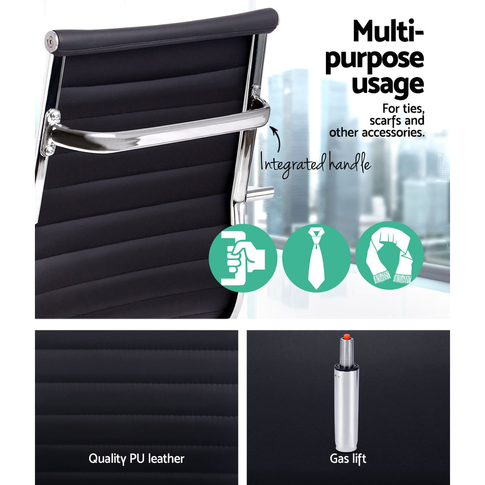 Artiss Office Chair Conference Chairs PU Leather High Back Black - TRENDZ