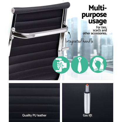 Artiss Office Chair Conference Chairs PU Leather High Back Black - TRENDZ