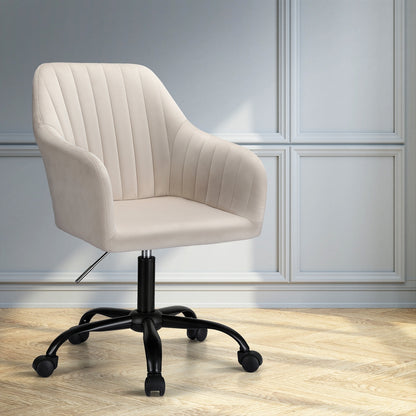 Artiss Office Chair Velvet Seat Cream - TRENDZ