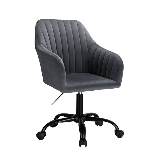 Artiss Office Chair Velvet Seat Dark Grey - TRENDZ
