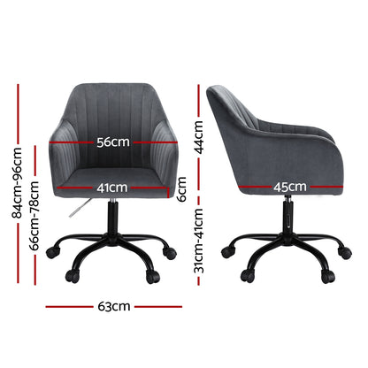 Artiss Office Chair Velvet Seat Dark Grey - TRENDZ