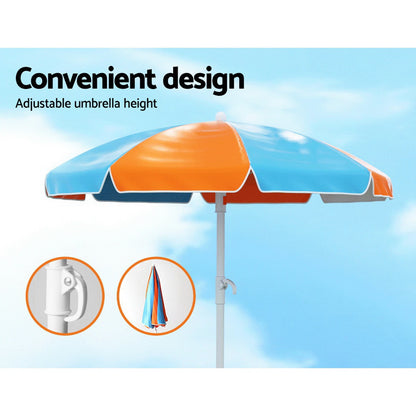 Keezi Kids Outdoor Table and Chairs Picnic Bench Umbrella Set Water Sand Pit Box - TRENDZ