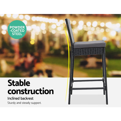 Gardeon 5-Piece Outdoor Bar Set Patio Dining Chairs Wicker Table Stools - TRENDZ