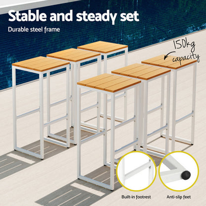Gardeon 7-Piece Outdoor Bar Set Table Chairs Patio Bistro Set 6 Seater - TRENDZ