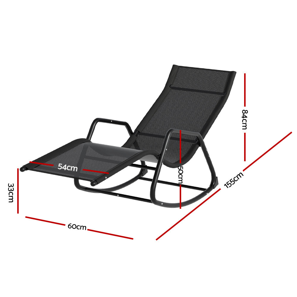 Gardeon Sun Lounge Rocking Chair Outdoor Lounger Patio Furniture Pool Garden - TRENDZ