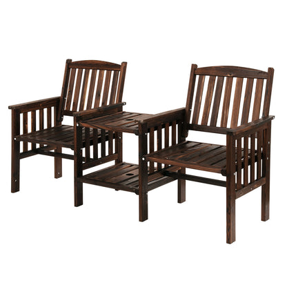 Gardeon Outdoor Garden Bench Loveseat Wooden Table Chairs Patio Furniture Charcoal - TRENDZ