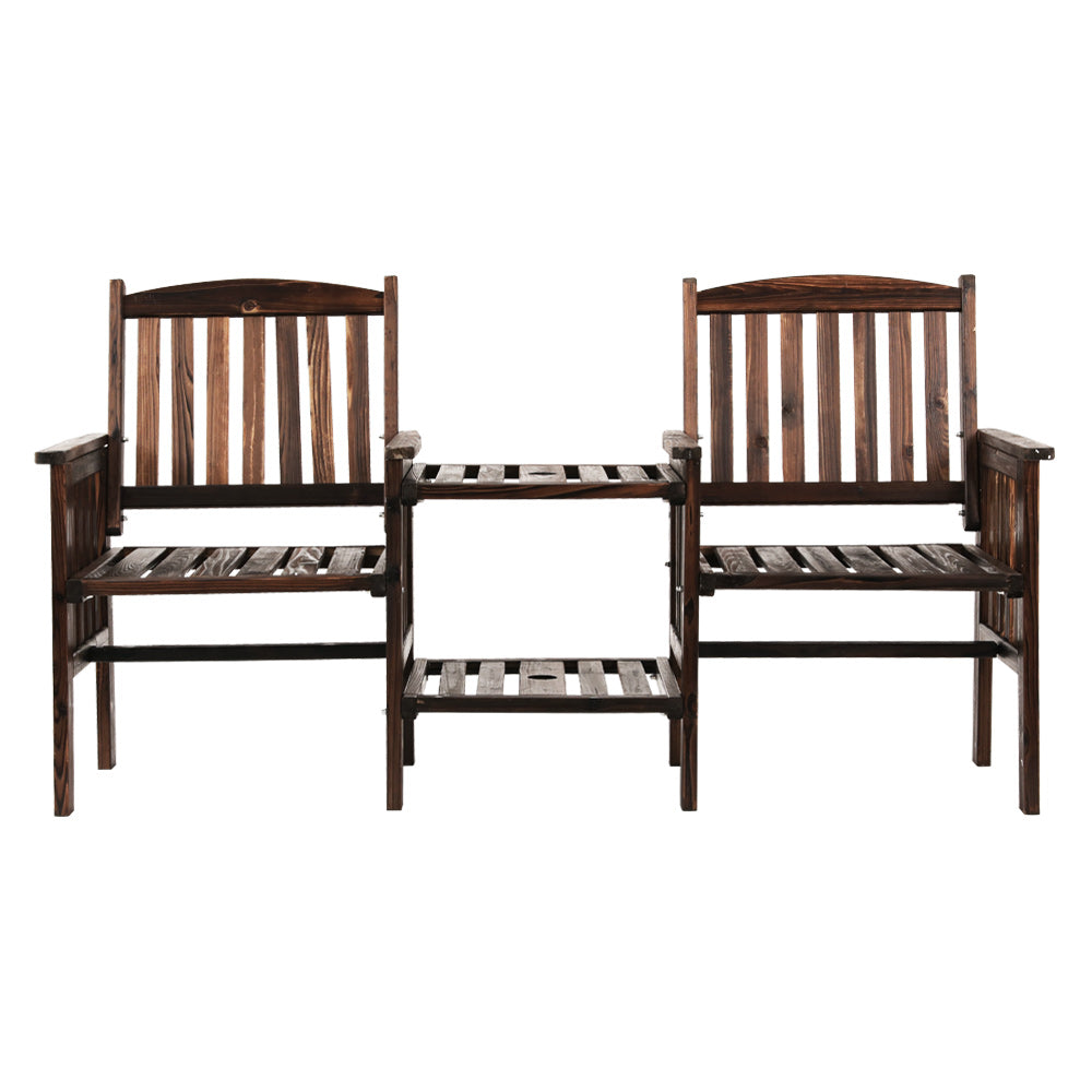 Gardeon Outdoor Garden Bench Loveseat Wooden Table Chairs Patio Furniture Charcoal - TRENDZ