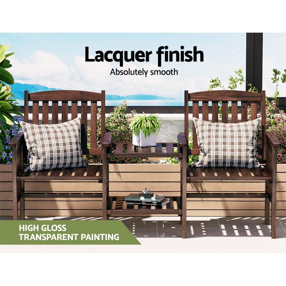 Gardeon Outdoor Garden Bench Loveseat Wooden Table Chairs Patio Furniture Charcoal - TRENDZ