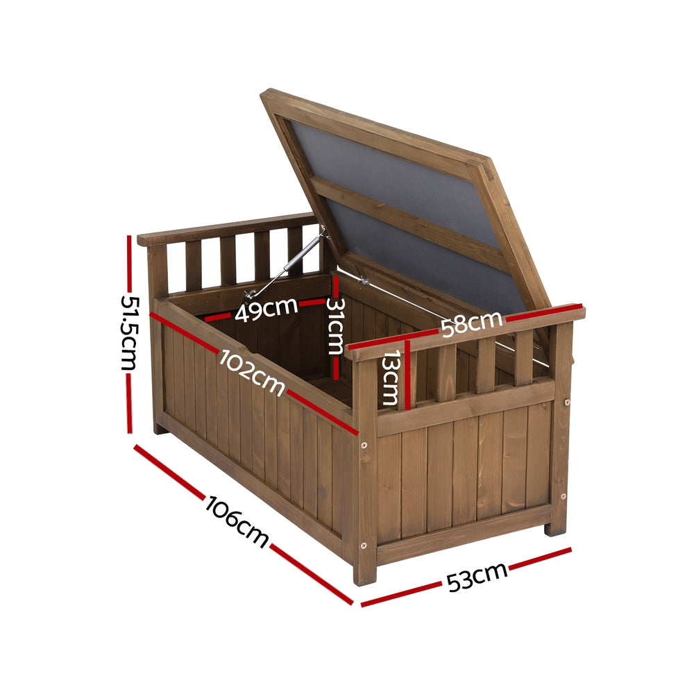 Gardeon Outdoor Storage Bench Box Wooden Garden Toy Tool Sheds Patio Furniture Brown - TRENDZ