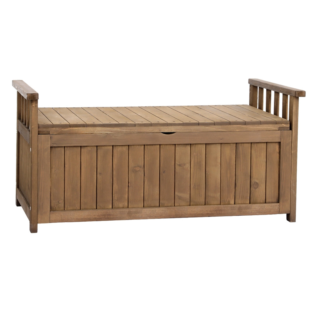 Gardeon Outdoor Storage Bench Box Wooden Garden Toy Tool Sheds Patio Furniture Brown - TRENDZ