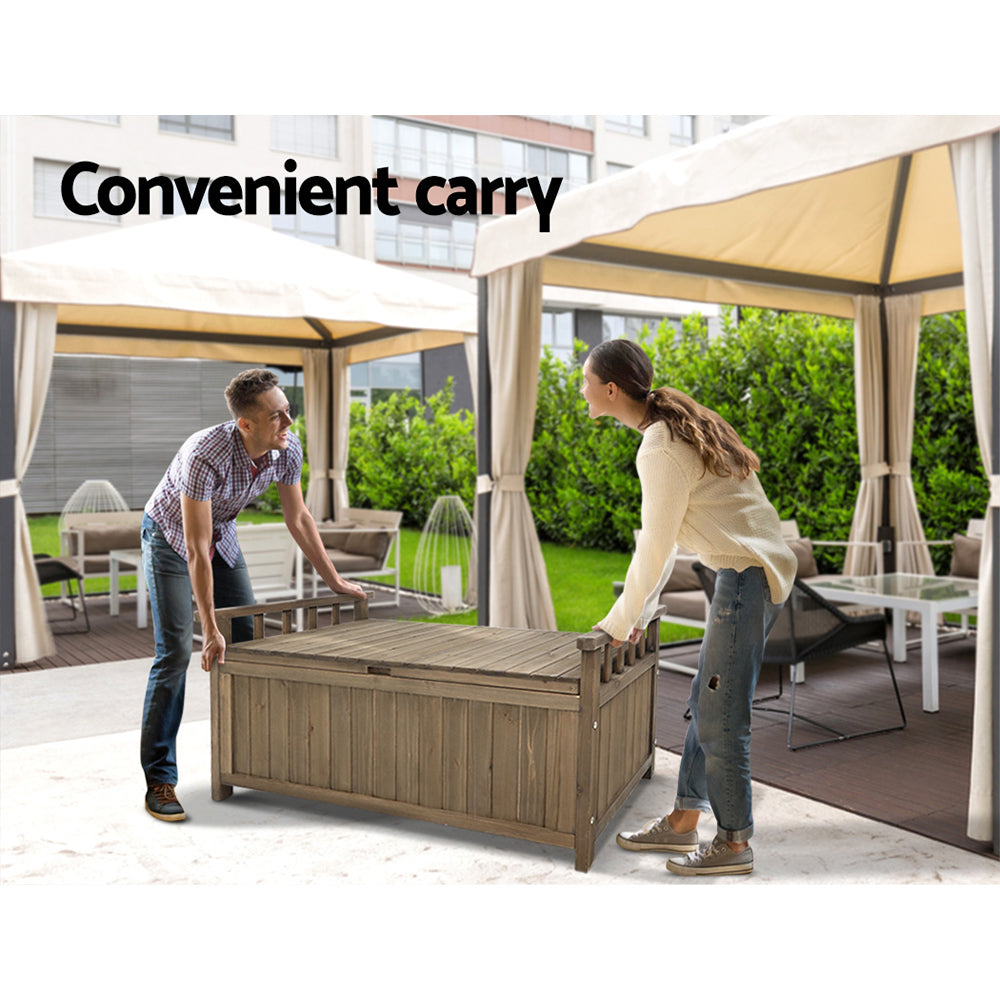 Gardeon Outdoor Storage Bench Box Wooden Garden Toy Tool Sheds Patio Furniture Brown - TRENDZ