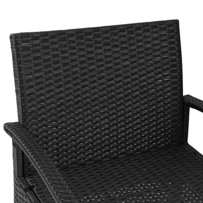 Gardeon 3PC Patio Furniture Bistro Set Wicker Outdoor Lounge Setting Black - TRENDZ