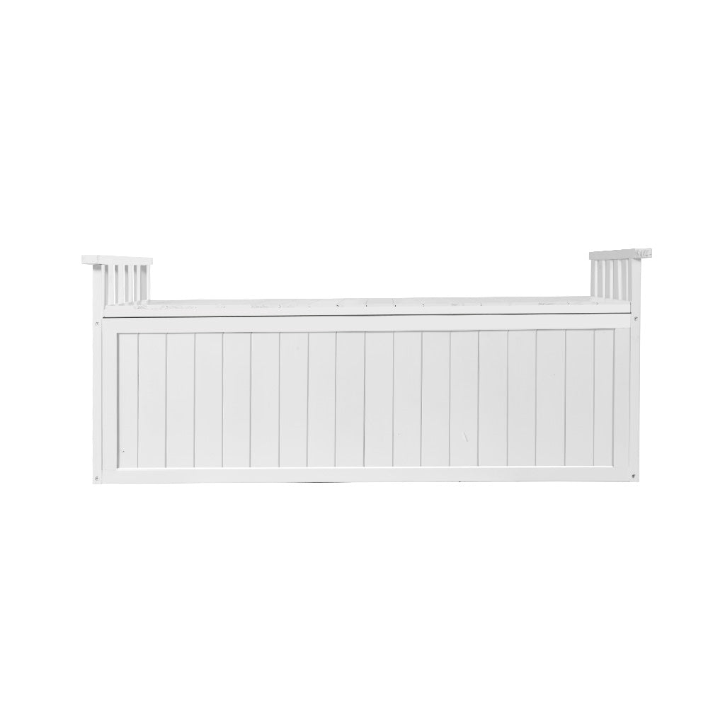 Gardeon Outdoor Storage Bench Box 129cm Wooden Garden Toy Chest Sheds Patio Furniture XL White - TRENDZ