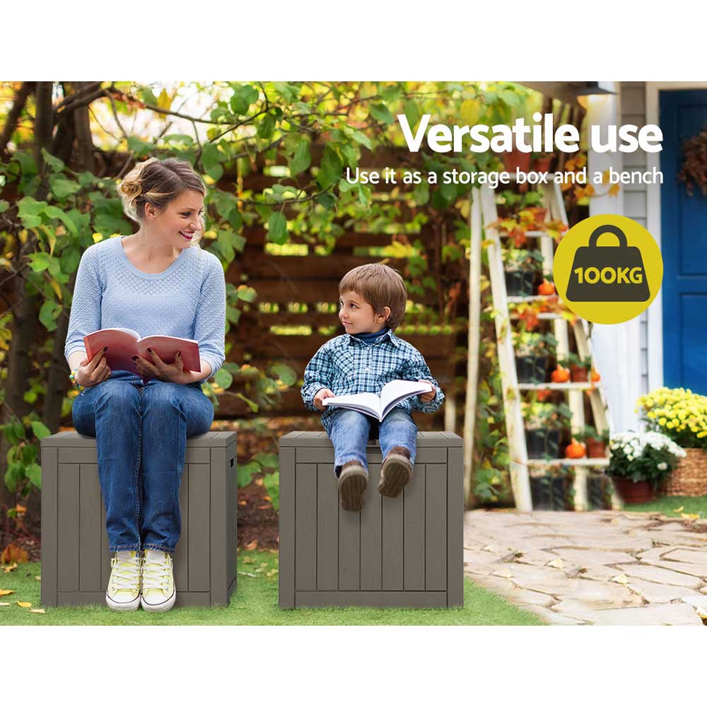 Gardeon Outdoor Storage Box 118L Container Lockable Garden Toy Tool Shed Grey - TRENDZ
