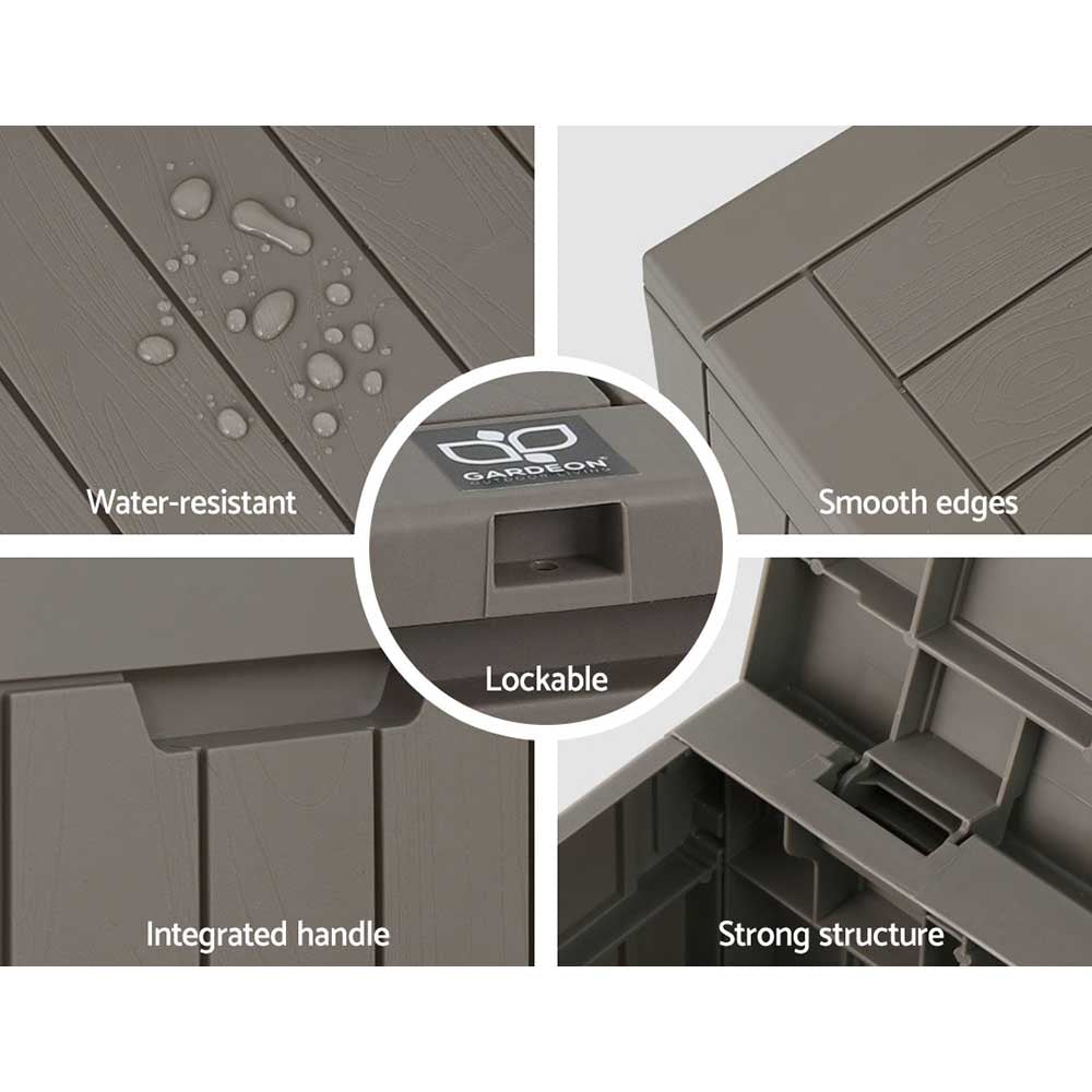 Gardeon Outdoor Storage Box 118L Container Lockable Garden Toy Tool Shed Grey - TRENDZ