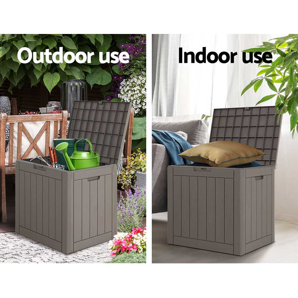 Gardeon Outdoor Storage Box 118L Container Lockable Garden Toy Tool Shed Grey - TRENDZ