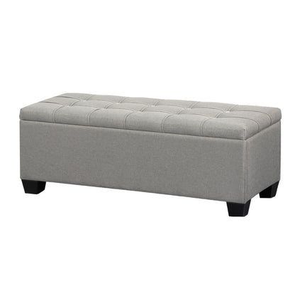 Artiss Storage Ottoman Blanket Box 97cm Button Linen Grey - TRENDZ