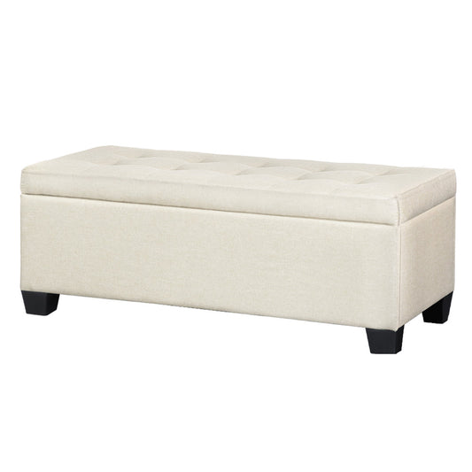 Artiss Storage Ottoman Blanket Box 97cm Linen Beige - TRENDZ