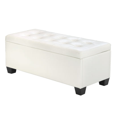 Artiss Storage Ottoman Blanket Box 97cm Leather White - TRENDZ