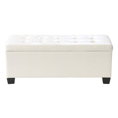 Artiss Storage Ottoman Blanket Box 97cm Leather White - TRENDZ