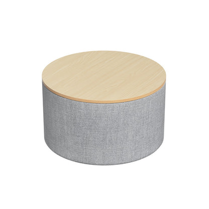 Artiss Storage Ottoman Blanket Box 60cm Linen Round Grey - TRENDZ