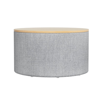 Artiss Storage Ottoman Blanket Box 60cm Linen Round Grey - TRENDZ